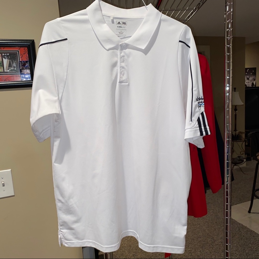 Adidas men’s white golf shirt size Large